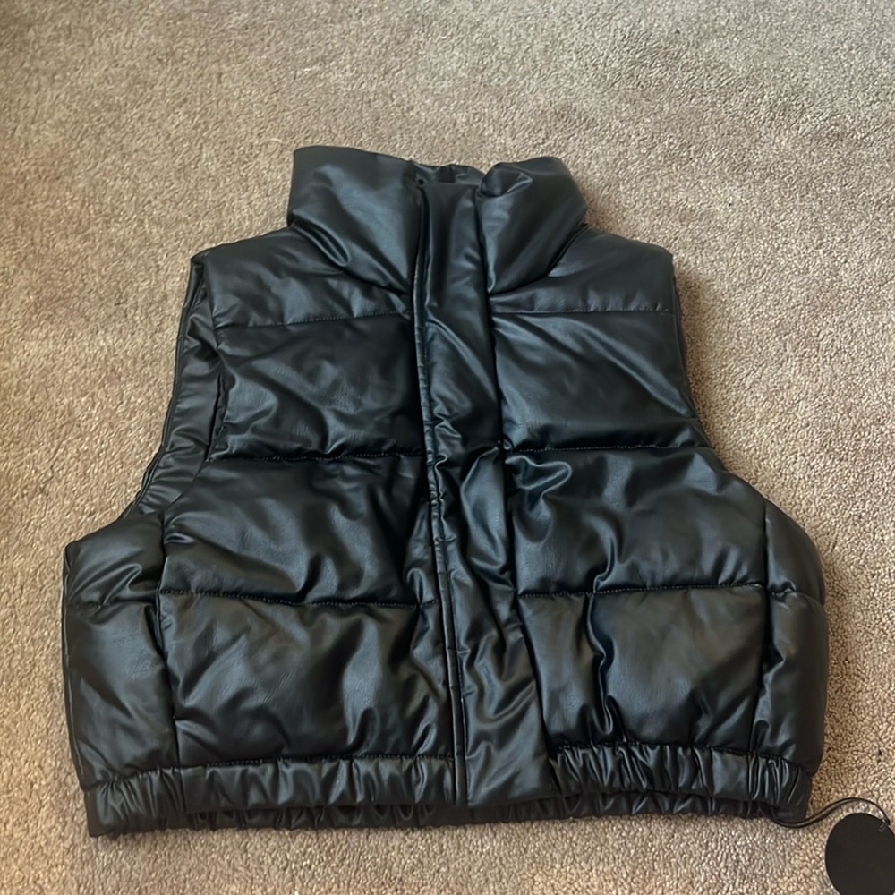 Aerie offline leather puffer vest